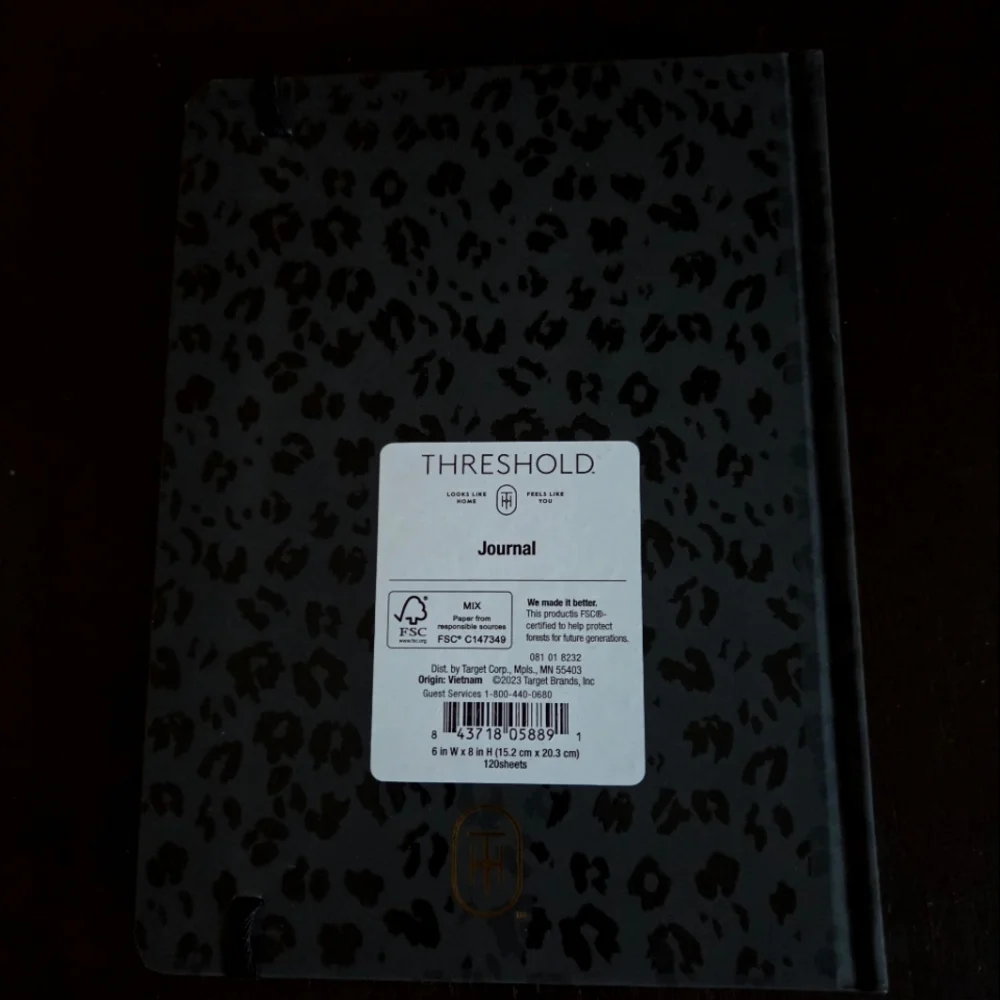 Threshold 240 Sheet Dot Grid Journal In‎ Black Leopard NEW